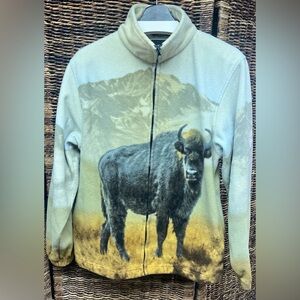 Wildkind- Buffalo Print Fleece Sweater‎ - Cream and Black, Medium
